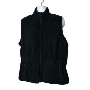 Old Navy Mens Fleece Zip-Up Vest XXL Black Jacket Pockets Casual Soft Y2K